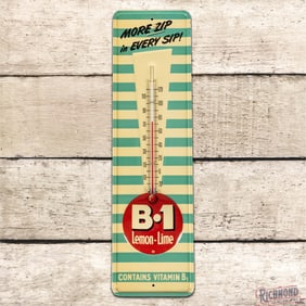Nice B-1 Lemon Lime "More Zip in Every Sip!" Emb. Single Sided Tin Advertising Thermometer