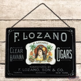 F. Lozano Clear Havana Cigars Tampa Florida Reverse Glass Advertising Sign