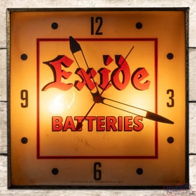 Exide Batteries 15" PAM Lighted Advertising Clock