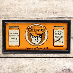 Oilzum America's Finest Oil Framed 5 Quart Can Single Sided Tin Sign