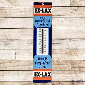 Ex-Lax The Chocolate Laxative "Keep Regular" Single Sided Porcelain Thermometer