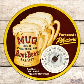 Mug Old Fashioned Root Beer 9" Celluloid Thermometer Sign
