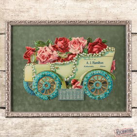 January 1907 A.J. Hamilton Advertising Calendar w/ Early Automobile Eldorado Ohio