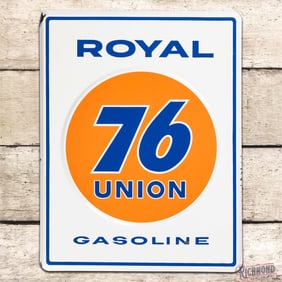 Royal Union 76 Gasoline Single Sided Porcelain Pump Plate Sign w/ Logo