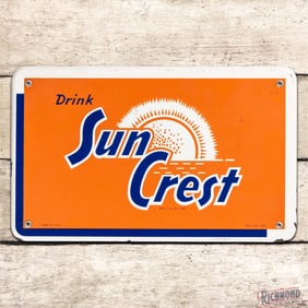 Drink Sun Crest Orange Soda Single Sided Porcelain Cooler Sign