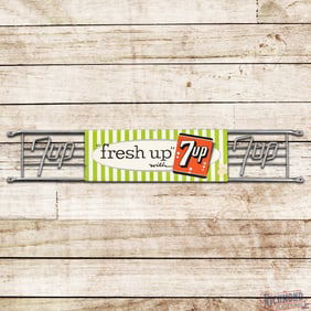 1958 "Fresh Up" with 7up Single Sided Tin Door Push Sign
