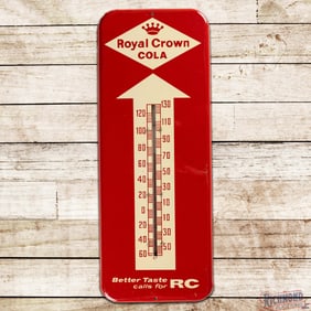 1957 Royal Crown RC Cola "Better Taste Calls for RC" Single Sided Tin Thermometer