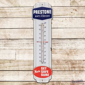 Prestone Anti-Freeze "You're Set Safe Sure" Single Sided Porcelain Thermometer