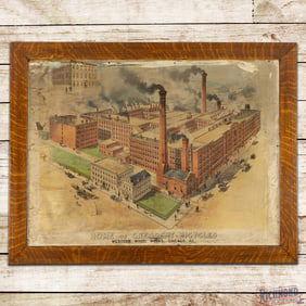 Western Wheel Works Crescent Bicycles Chicago Illinois Framed Litho on Canvas Factory Display Sign