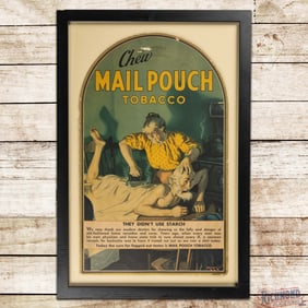 Chew Mail Pouch Tobacco Framed Cardboard Tombstone Advertising Sign
