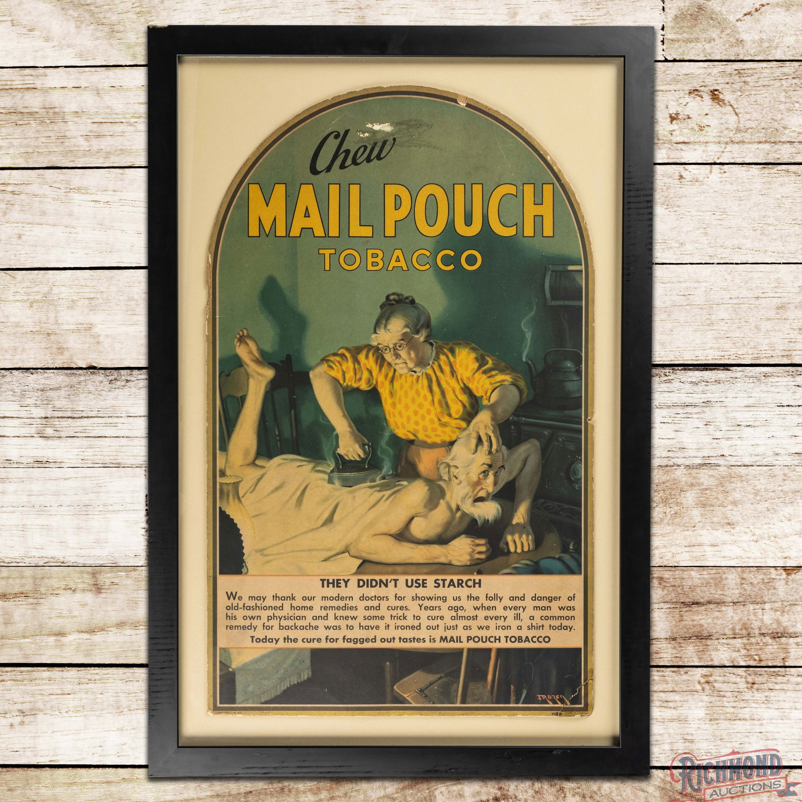Chew Mail Pouch Tobacco Framed Cardboard Tombstone Advertising Sign (1 of 3)