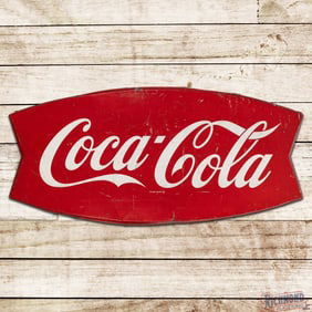 Coca Cola 5' Convex Single Sided Tin Fishtail Sign