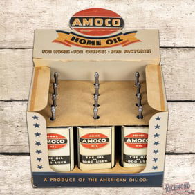 Excellent American Oil Co. Amoco Lead Top Handy Oiler Advertising Display w/ Box Complete