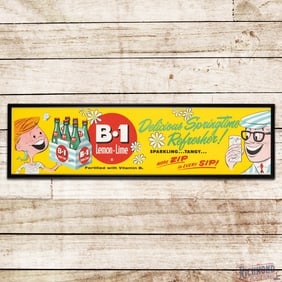 B-1 Lemon Lime Delicious Springtime Refresher! "More Zip in Every Sip!" Framed Poster Sign w/ 6 Pack
