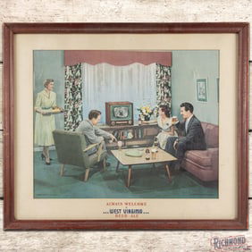 West Virginia Beer Ale "Always Welcome" Framed Advertising Poster Sign