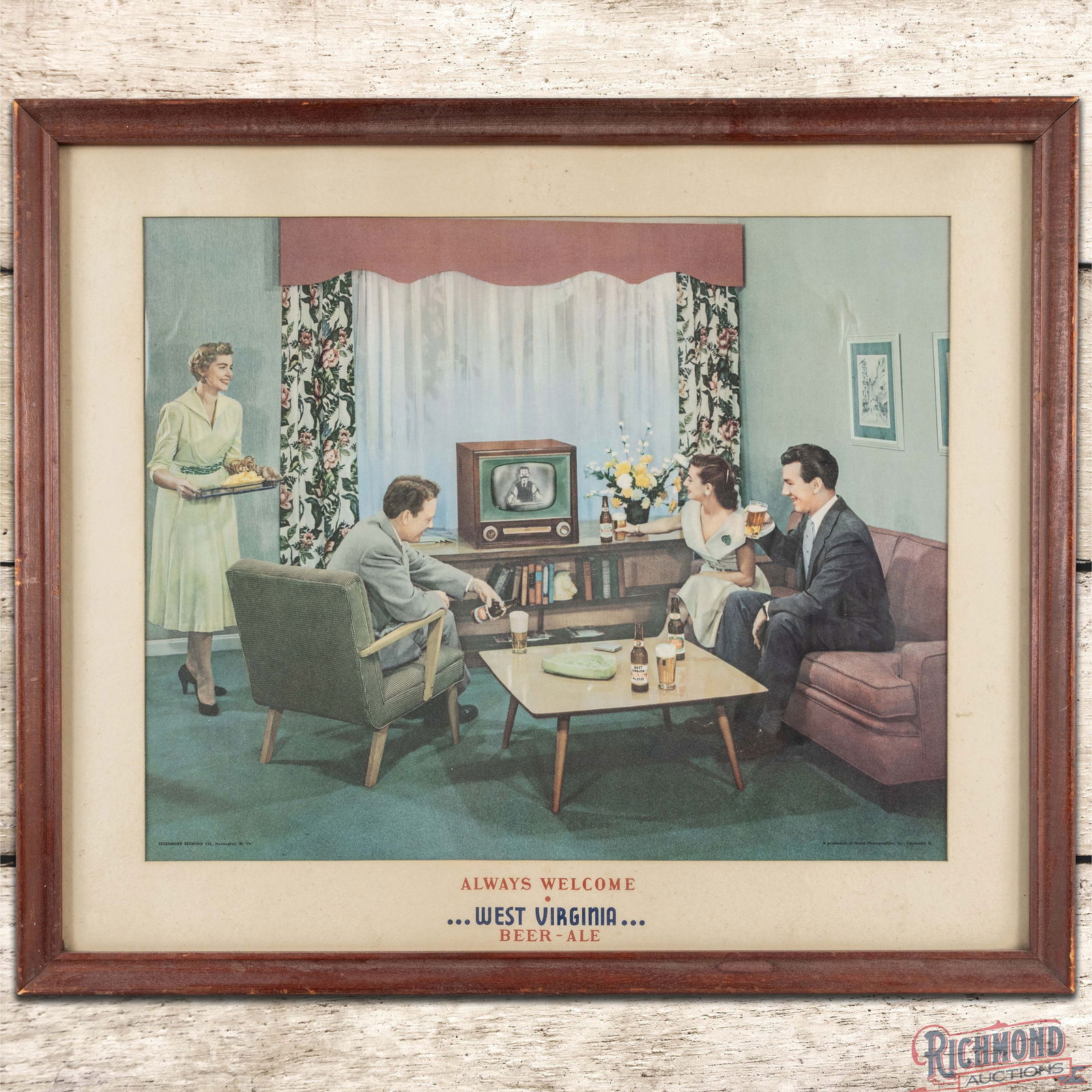 West Virginia Beer Ale "Always Welcome" Framed Advertising Poster Sign (1 of 3)