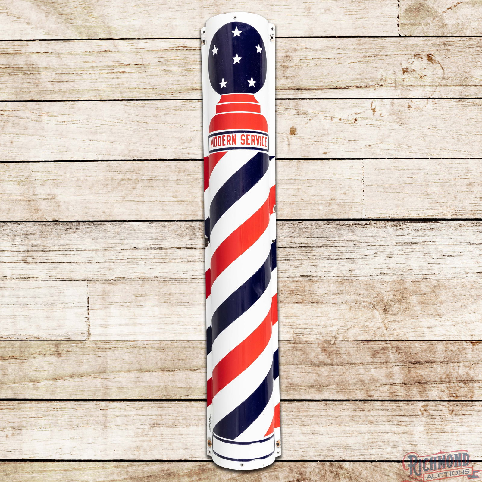 Outstanding Modern Service Curved 48" Single Sided Porcelain Barber Pole (1 of 3)