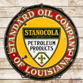 Stanocola Standard Oil Company of Louisiana 30" Single Sided Porcelain Logo Sign w/ Ring