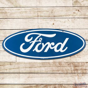 Outstanding Ford Automobiles Double Sided Porcelain Oval Sign "Rare Size"