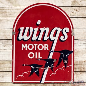 Rare Wings Motor Oil Double Sided Porcelain Tombstone Sign