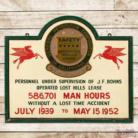 Rare General Petroleum Corp of California SS Wooden Sign w/ Pegasus