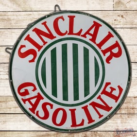Sinclair Gasoline 4' Single Sided Porcelain Sign w/Factory Ring ""Striped Logo"