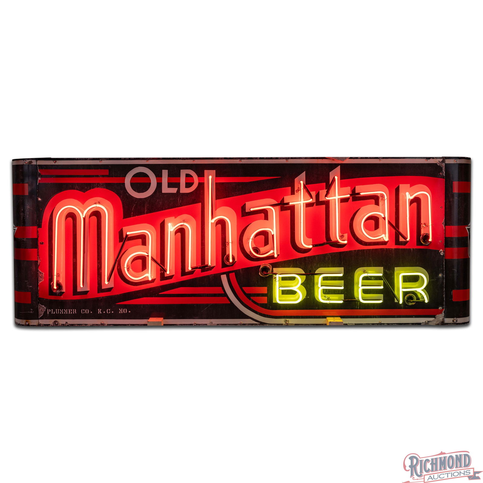 Old Manhattan Beer 7' Single Sided Porcelain Factory Neon Sign - 2