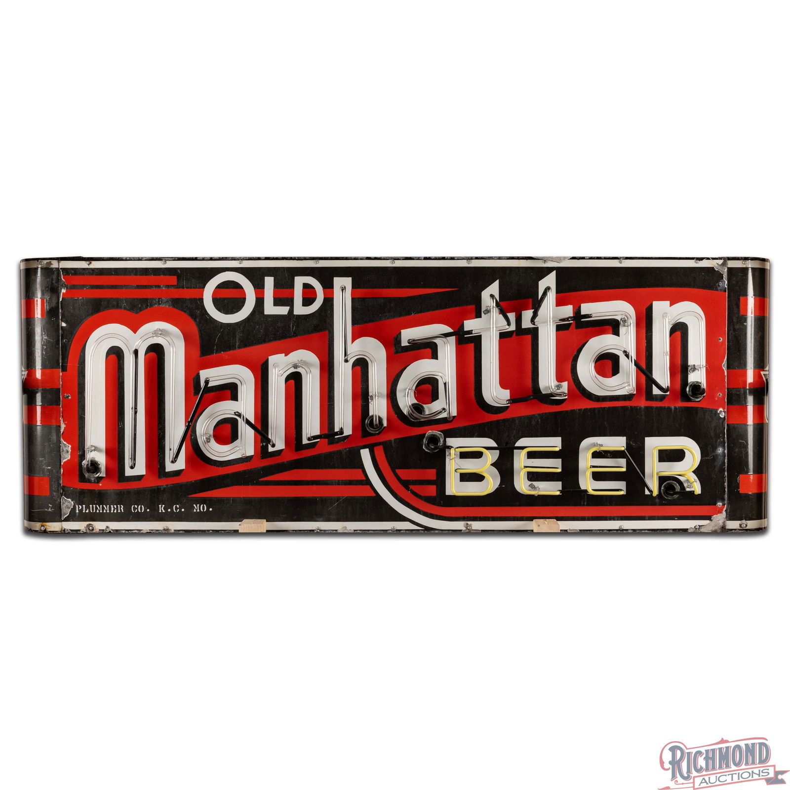 Old Manhattan Beer 7' Single Sided Porcelain Factory Neon Sign - 3