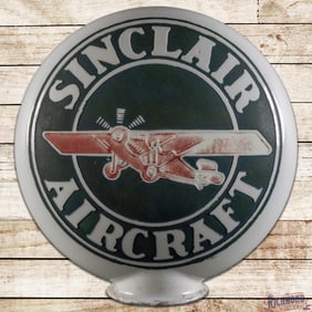 Scarce Sinclair Aircraft OPE Milk Glass Globe w/ Airplane