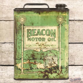 Beacon Motor Oil Colonial Filling Stations 1 Gallon Metal Advertising Can