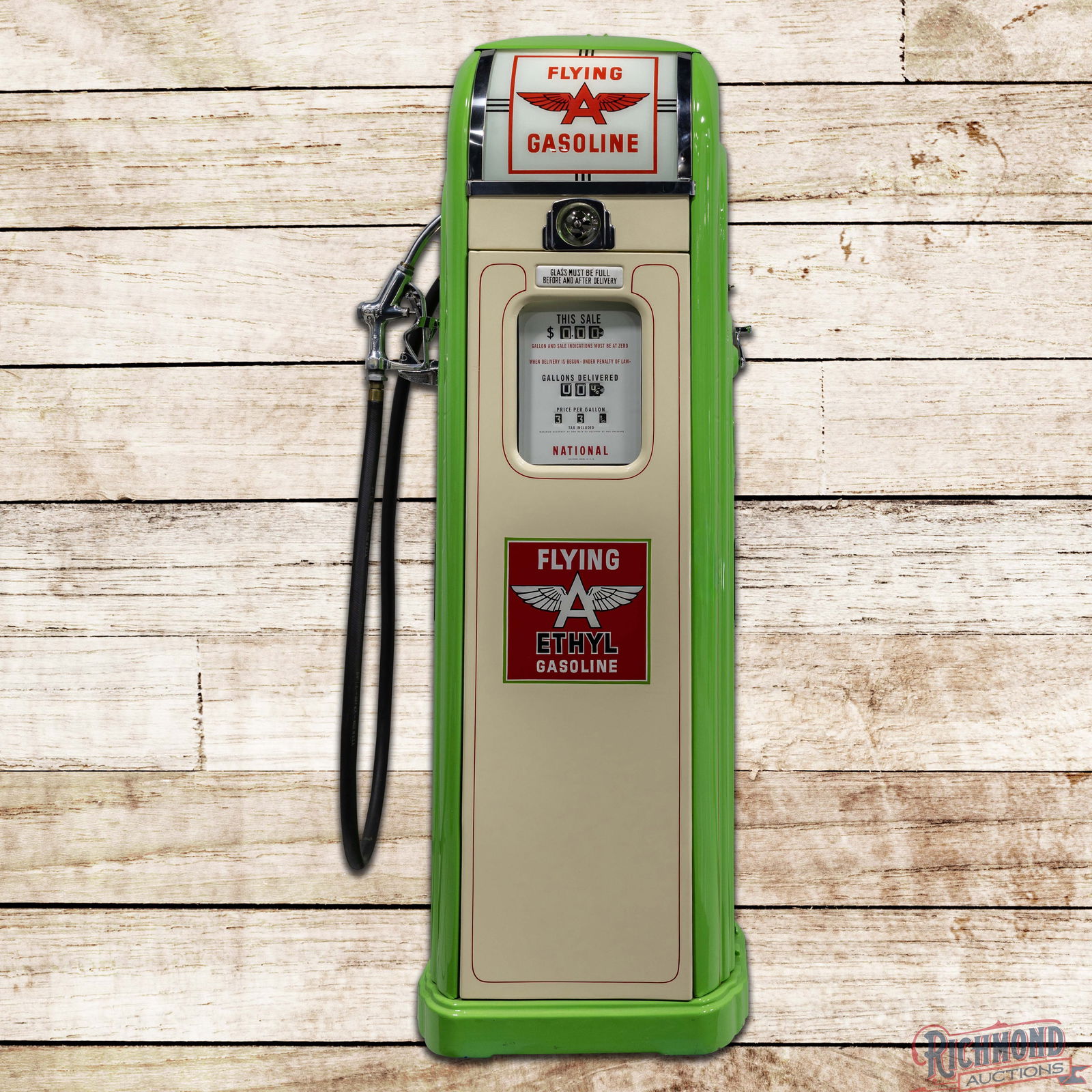 National Model #A38 Computing Gas Pump Restored Flying A Ethyl Gasoline (1 of 6)