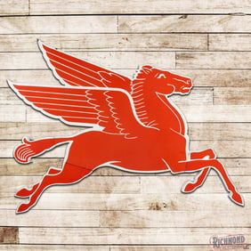 Outstanding Mobil Pegasus Service Station Cookie Cutter Single Sided Porcelain Sign "Right Facing"