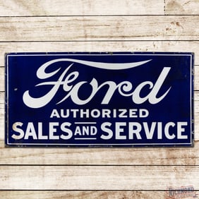 Ford Authorized Sales and Service 6' Single Sided Porcelain Sign