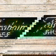 Superb Florsheim Shoes 6' Double Sided Porcelain Factory Neon Sign: DSP (Double Sided Porcelain) factory neon sign with the original metal can has day one color and gloss. The sign features vibrant two-color neon. Side #1 is exceptionally clean with two small flea