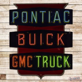 Rare Pontiac Buick GMC Trucks 7' Single Sided Porcelain Neon Sign