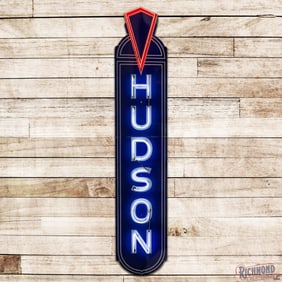 Hudson Automobiles 11' Single Sided Porcelain Dealership Factory Neon Sign w/ Logo