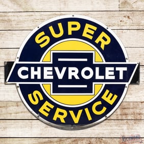 Chevrolet Super Service Die Cut 42" Single Sided Porcelain Sign w/ Logo