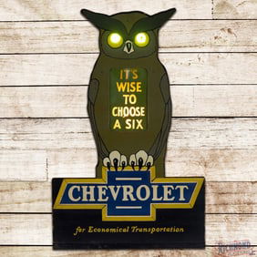 1920s Chevrolet for Economical Transportation "It's Wise to Choose a Six" Lighted Countertop Sign
