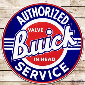 Fantastic Buick "Valve in Head" Authorized Service 42" Double Sided Porcelain Sign w/ Ring