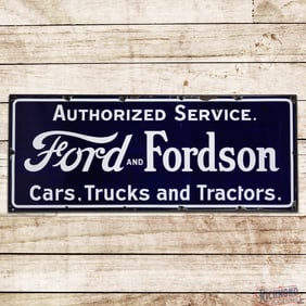 Ford and Fordson Authorized Service Cars Trucks and Tractors 5' Single Sided Porcelain Sign