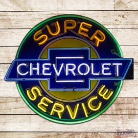 Chevrolet Super Service 42" Single Sided Porcelain Factory Neon Sign