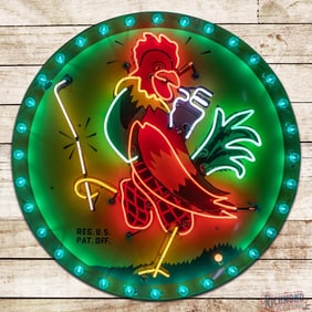 Amazing Chicken in the Rough Restaurant 4.5' SS Porcelain Factory Neon Sign w/ Bulb Perimeter