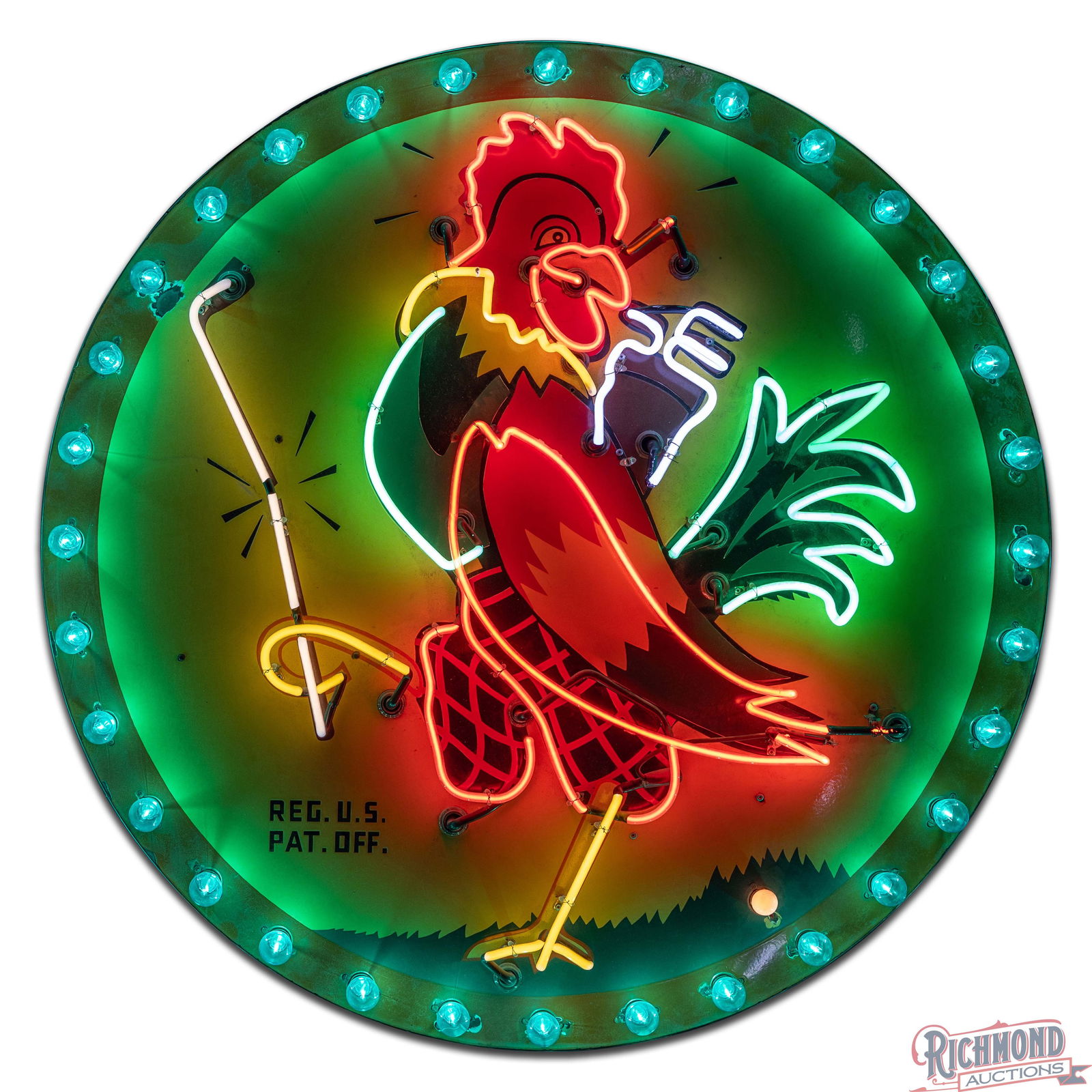 Amazing Chicken in the Rough Restaurant 4.5' SS Porcelain Factory Neon Sign w/ Bulb Perimeter - 2