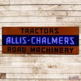 Rare Allis Chalmers Tractors Road Machinery 8' Factory Single Sided Porcelain Neon Sign