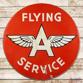 Flying A Service Gasoline 6' Double Sided Porcelain ID Sign w/ Logo