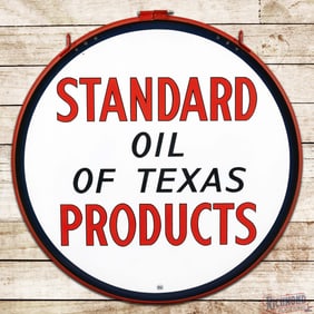 Standard Oil of Texas Products 33" Double Sided Porcelain Sign w/ Ring