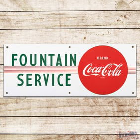 Amazing Drink Coca Cola Fountain Service Single Sided Porcelain Sign