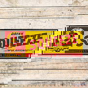 Exceptional Drink Squeeze "That Distinctive" Carbonated Beverage Emb. Single Sided Tin Sign w/ Kids: SST (Single Sided Tin) embossed sign with added metal frame has outstanding color and shine. The field is very clean with minor surface imperfections and areas of wrinkling. The perimeter is very