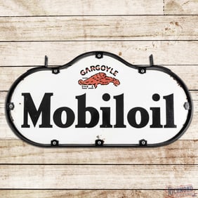 Gargoyle Mobiloil Service Station Double Sided Porcelain "Cloud" Sign w/ Ring & Bracket