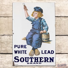 Dutch Boy Southern Brand Pure White Lead Paint Double Sided Porcelain Flange Sign